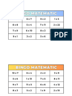 Cartones Bingo Multiplicaciones