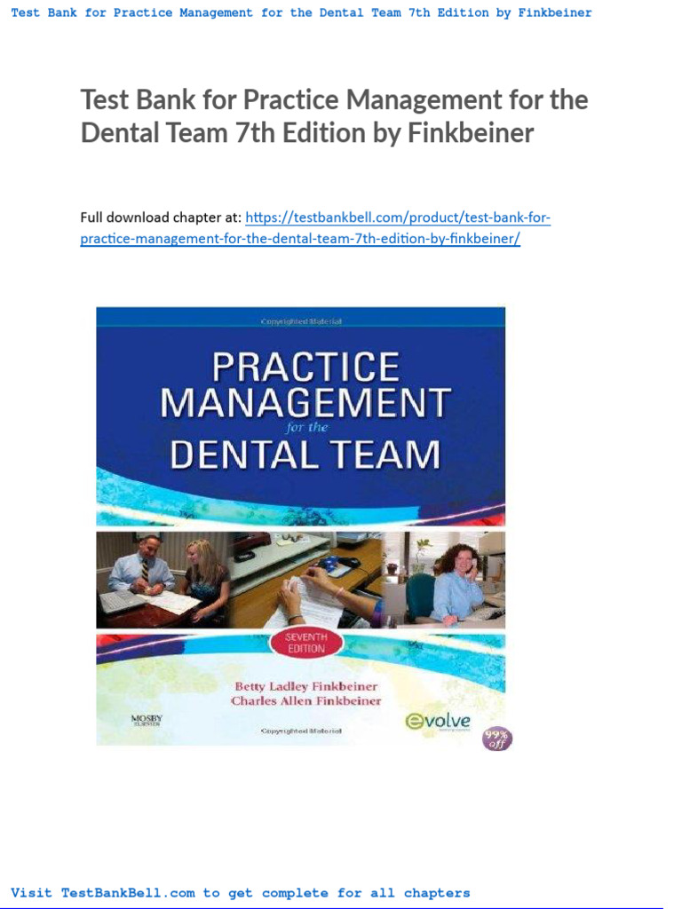 Test Bank For Practice Management For The Dental Team 7th Edition by