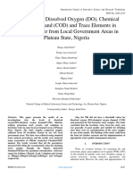 Estimations of Dissolved Oxygen (DO), Chemical Oxygen Demand (COD) and Trace Elements in Borehole Water From Local Government Areas in Plateau State, Nigeria