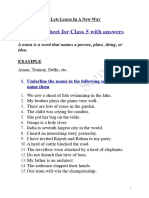 Noun Worksheet For Class 5 With Answers