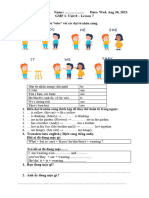 Class: A19 Name: .. Date: Wed, Aug 30, 2023. GMF 1-Unit 8 - Lesson 7