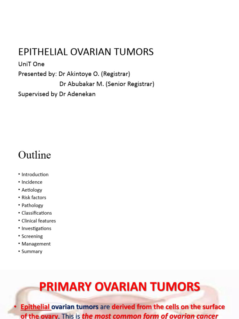 Classification of Epithelial Ovarian Tumors | PDF | Ovarian Cancer ...