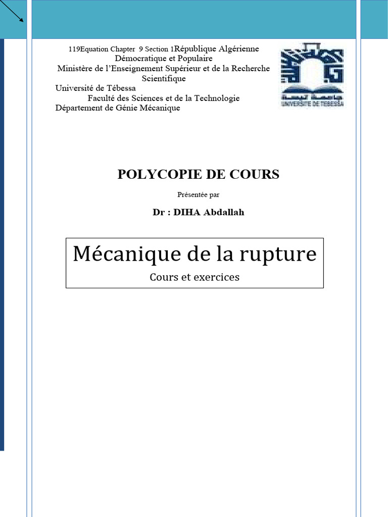 Mécanique de la Rupture: Concepts Clés | PDF | Fragilité | Mécanique ...