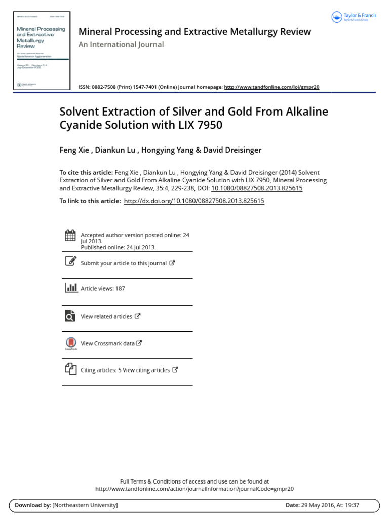 solvent-extraction-of-silver-and-gold-from-alkaline-cyanide-solution