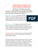 INFORMACION ACERCA DE COMO EL VIH SE TRANSMITE DURANTE EL EMBARAZO Terminado