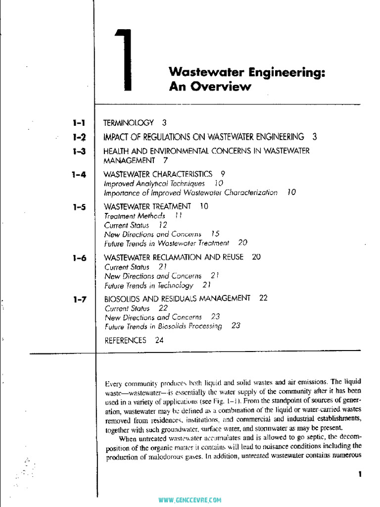 Chapter 1 Wastewater Engineering (An Overview) | PDF