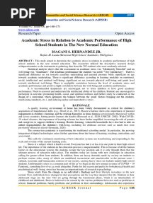 Academic Stress in Relation To Academic Performance of High School Students in The New Normal Education