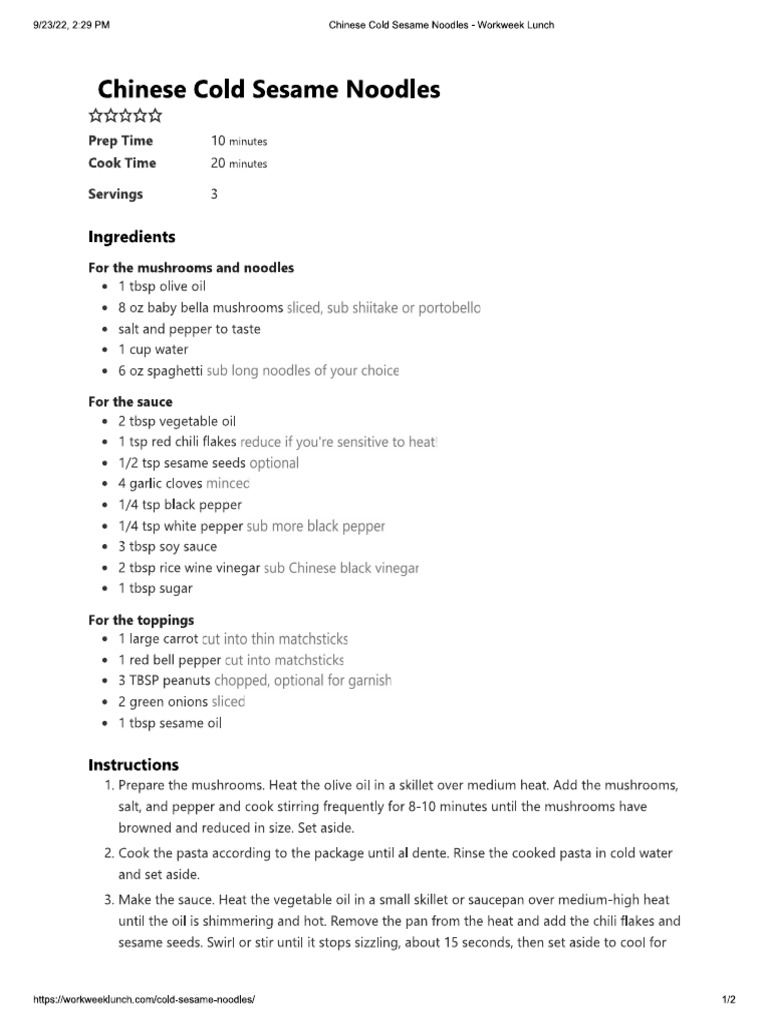 Chinese Cold Sesame Noodles PDF