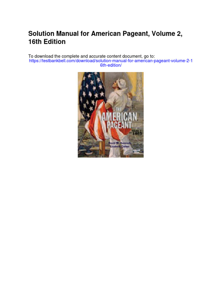 Solution Manual For American Pageant Volume 2 16th Edition PDF Progressivism In The United