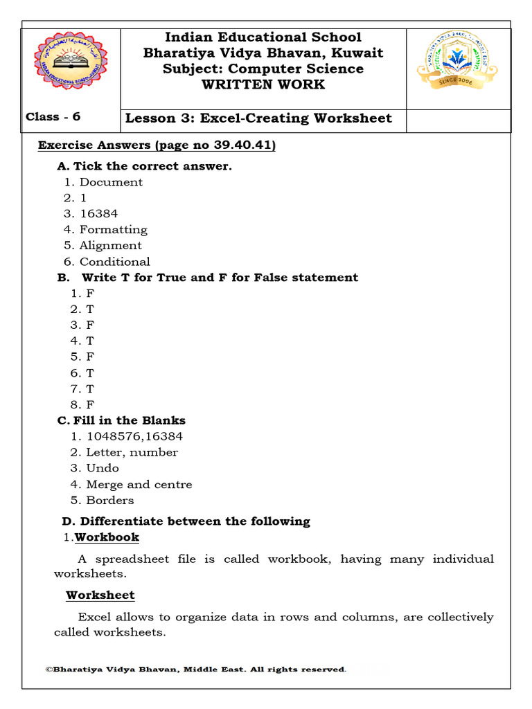 Excel Creating Worksheet Cw Pdf Worksheet Spreadsheet