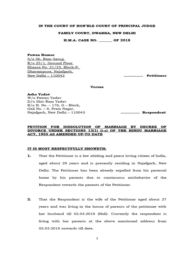 Revised Draft of Pawan Kumar Divorce 30.04.2018 | PDF | Marriage ...