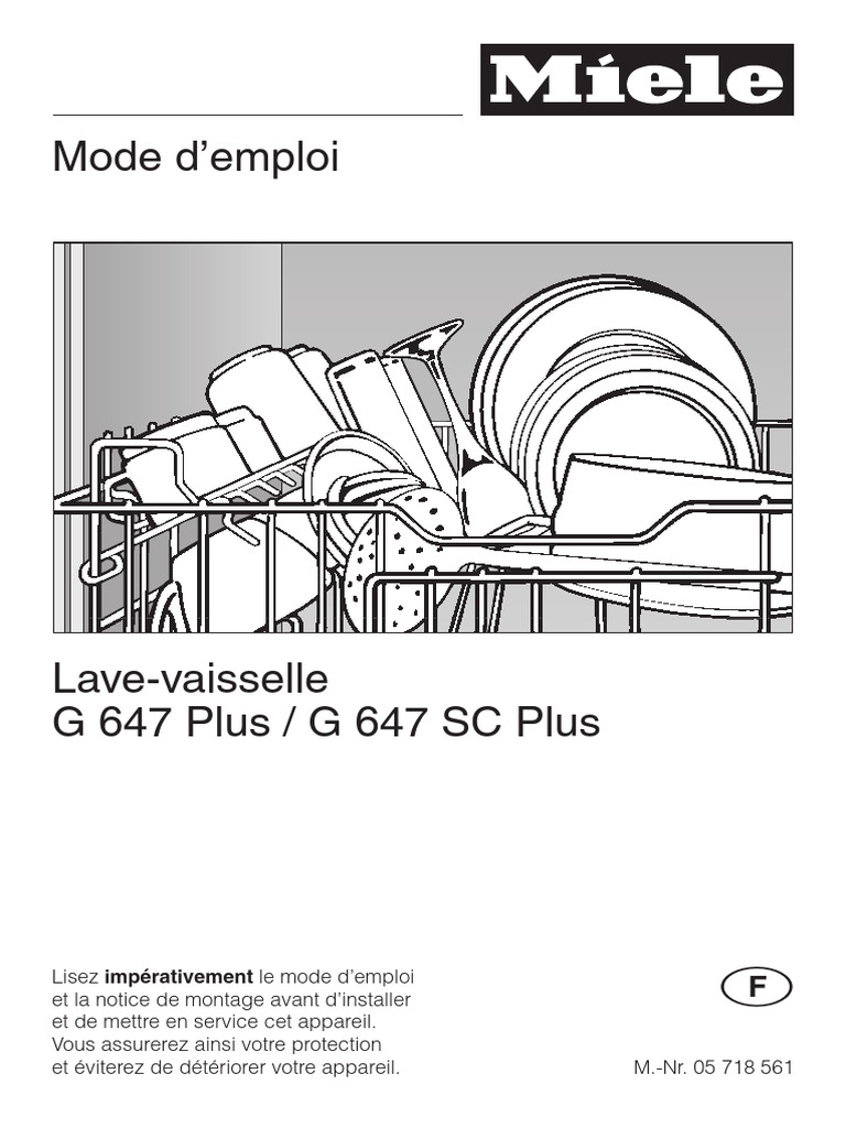 Mode d'emploi LaveVaisselle G 647 Plus PDF Lavevaisselles Recyclage — free download