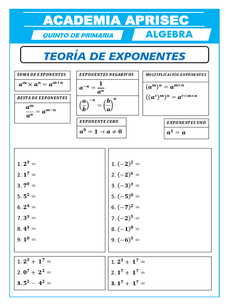 Leyes De Exponentes Pdf