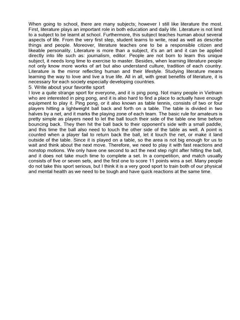 Write About Your Favorite Sport Basketball