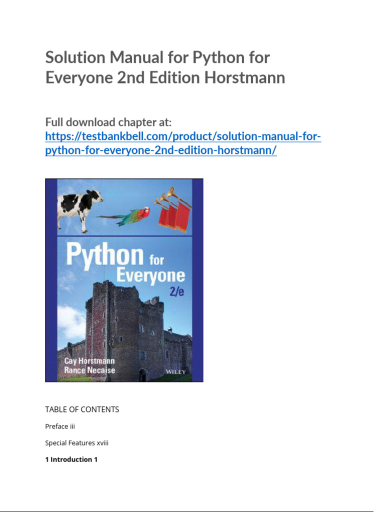 Solution Manual For Python For Everyone 2nd Edition Horstmann | PDF ...