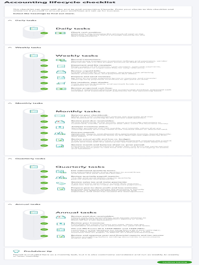 Intuit QBO Accounting Lifecycle Checklist | PDF