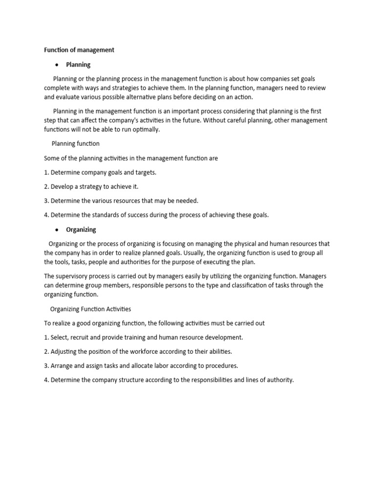 Function of management pdf planning goal