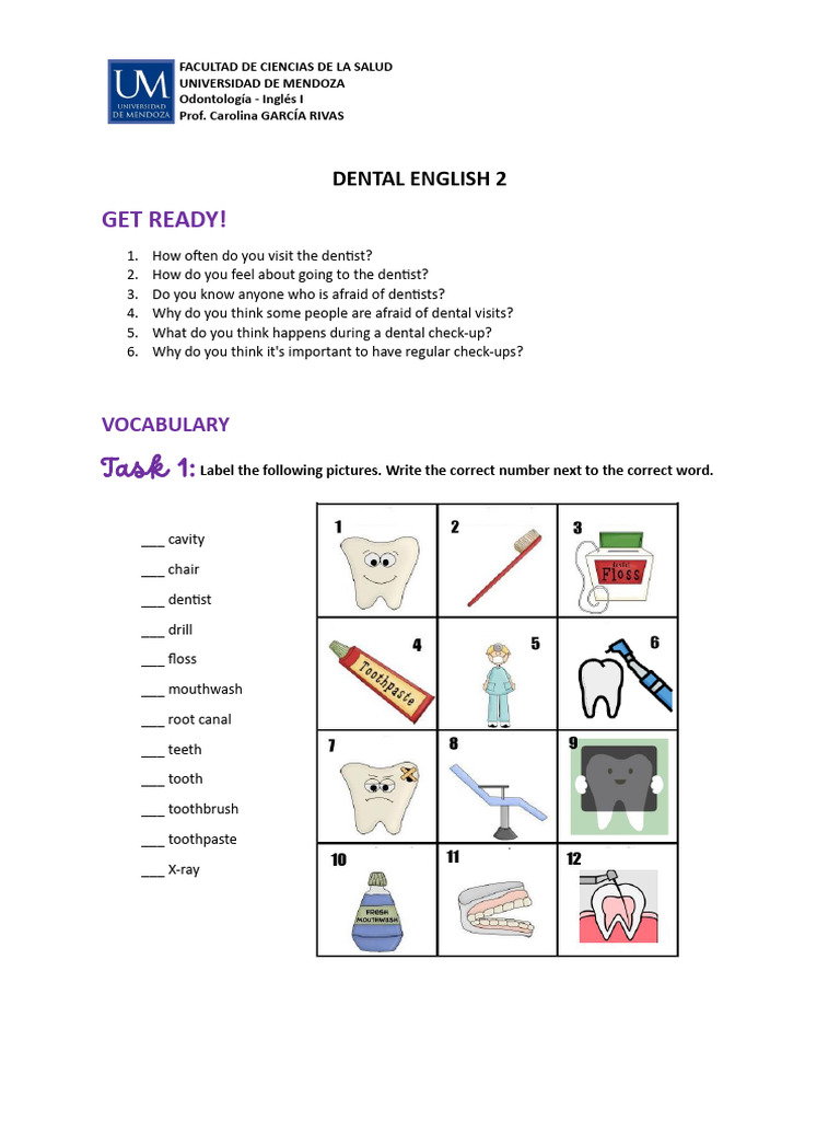 DENTAL ENGLISH 2 - Inglés I Odontología | PDF | Dentist | Dentistry