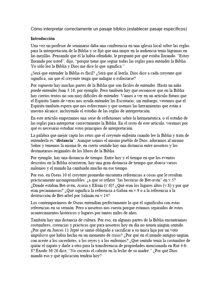 Cómo Interpretar Correctamente Un Pasaje | PDF | Verdad | Biblia