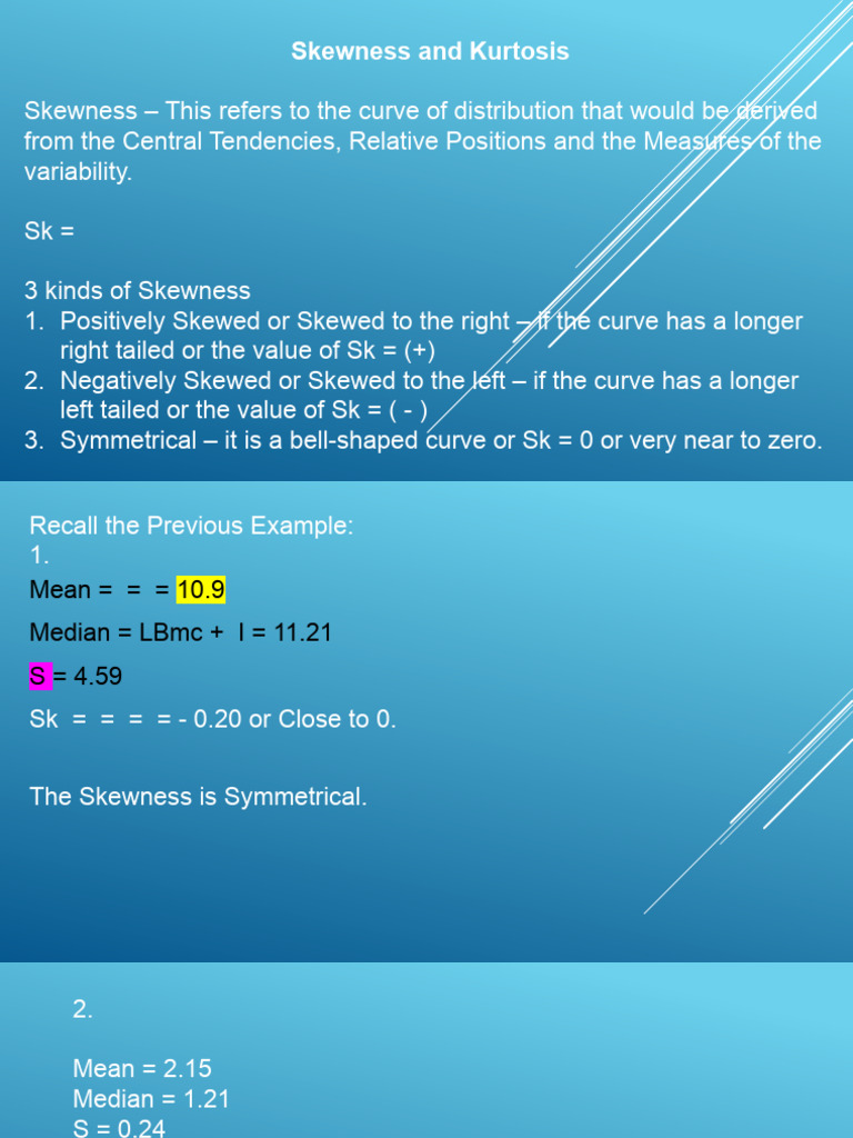 SKewnesws and Kurtosis | PDF | Skewness | Mathematical Analysis