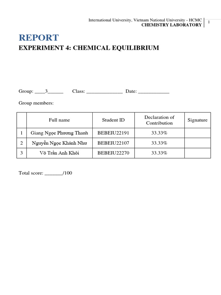 Chem Lab 4 Pdf Chemical Equilibrium Chemical Reactions