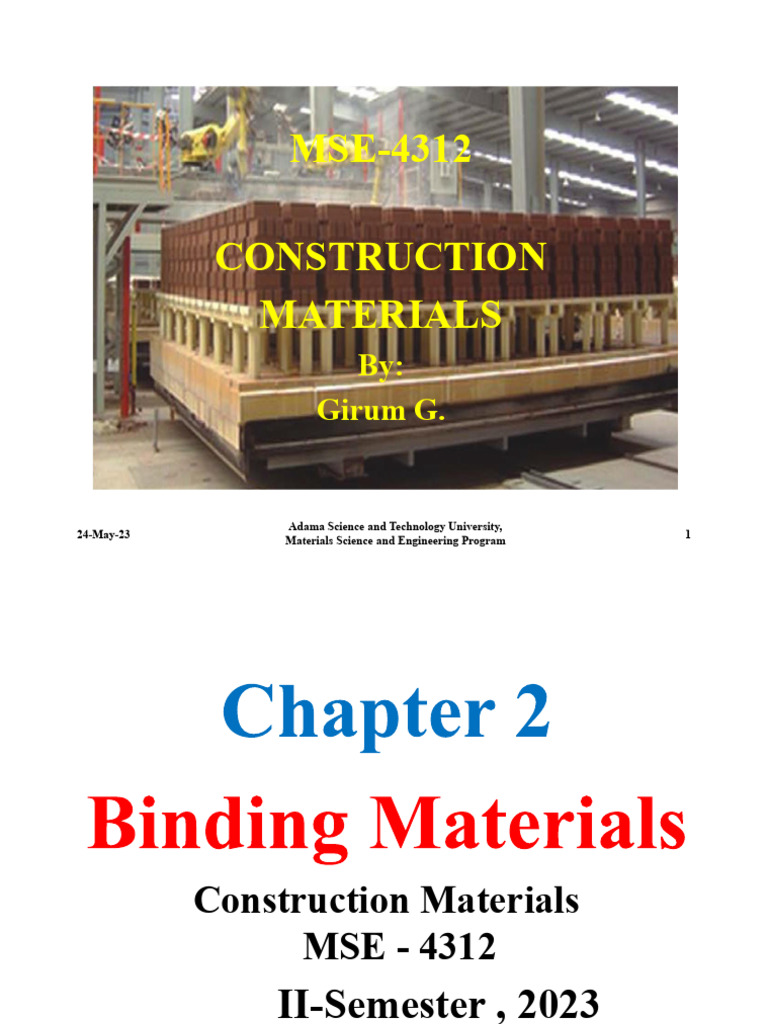 Binding Materials (For Material Science and Engineering) PDF Lime