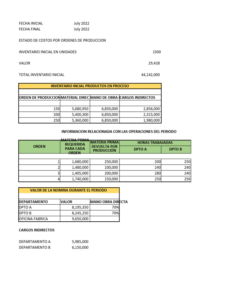 Ejercicio de Costos Ordenes de Produccion Judy Marcela Romero Franco ...