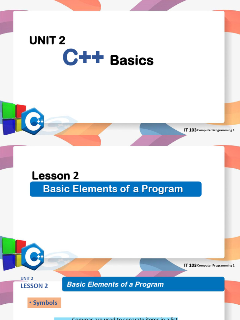 A Lesson2-Basic-Elements-of-a-Program | PDF | Programming | Computer ...