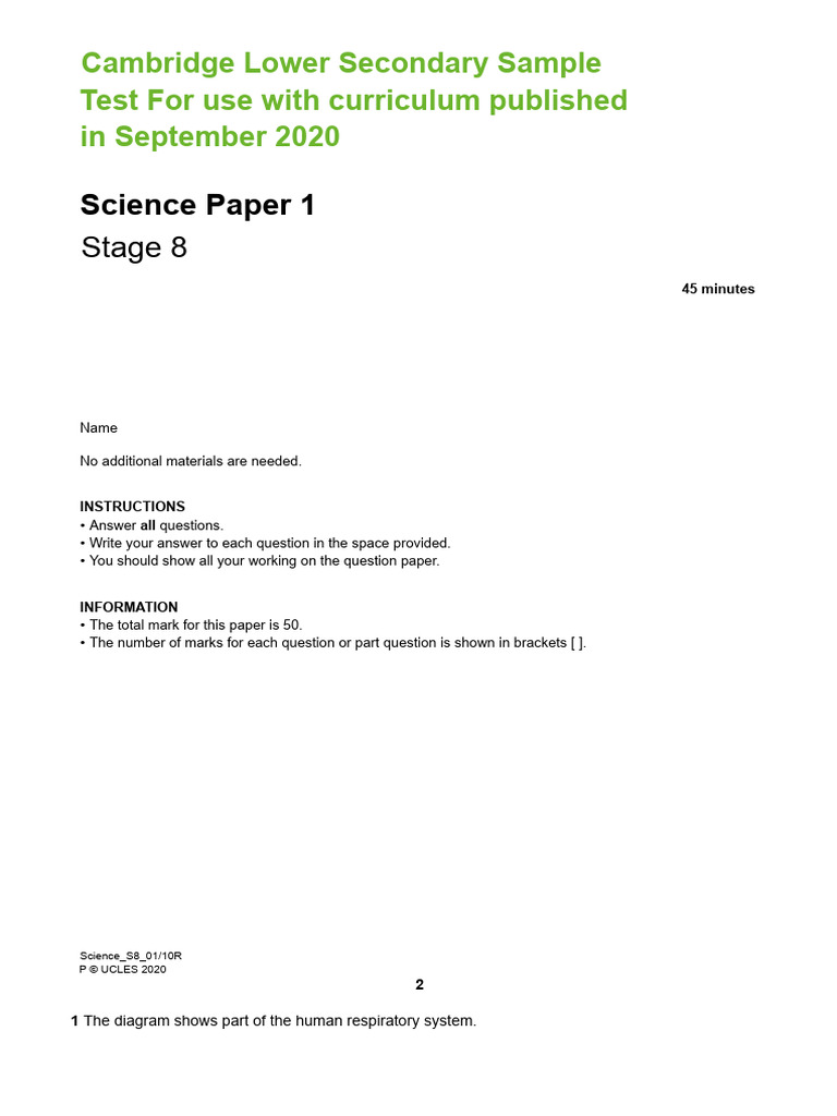 Stage 8 Science Sample Test Paper | PDF | Asteroid | Planets