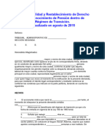 Acción de Nulidad y Restablecimiento de Derecho para Reconocimiento de Pensión Dentro de Régimen de Transición