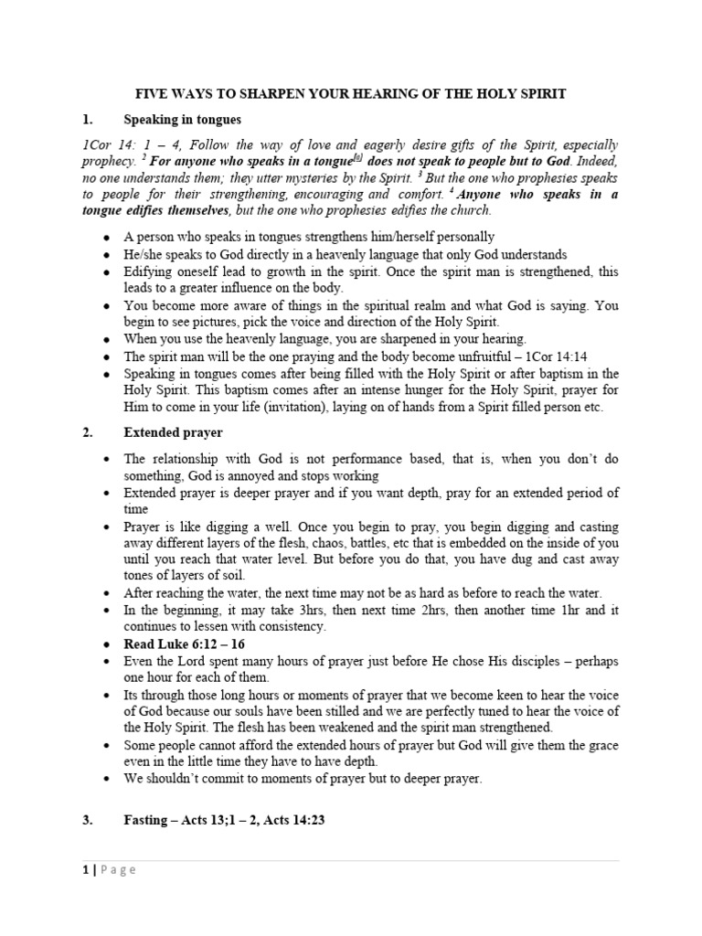 Five Ways To Sharpen Your Hearing of The Holy Spirit | PDF | Prayer ...