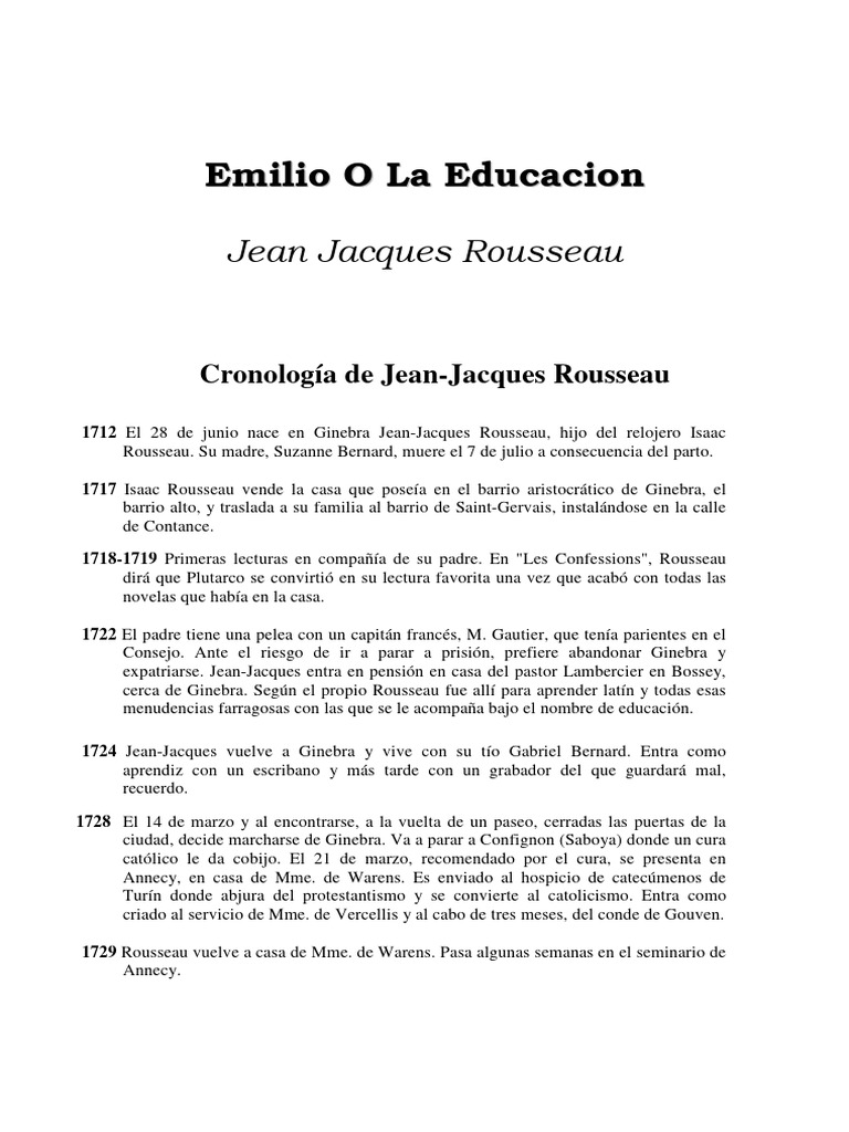 Emilio, Rousseau | PDF | Historia | Clásicos