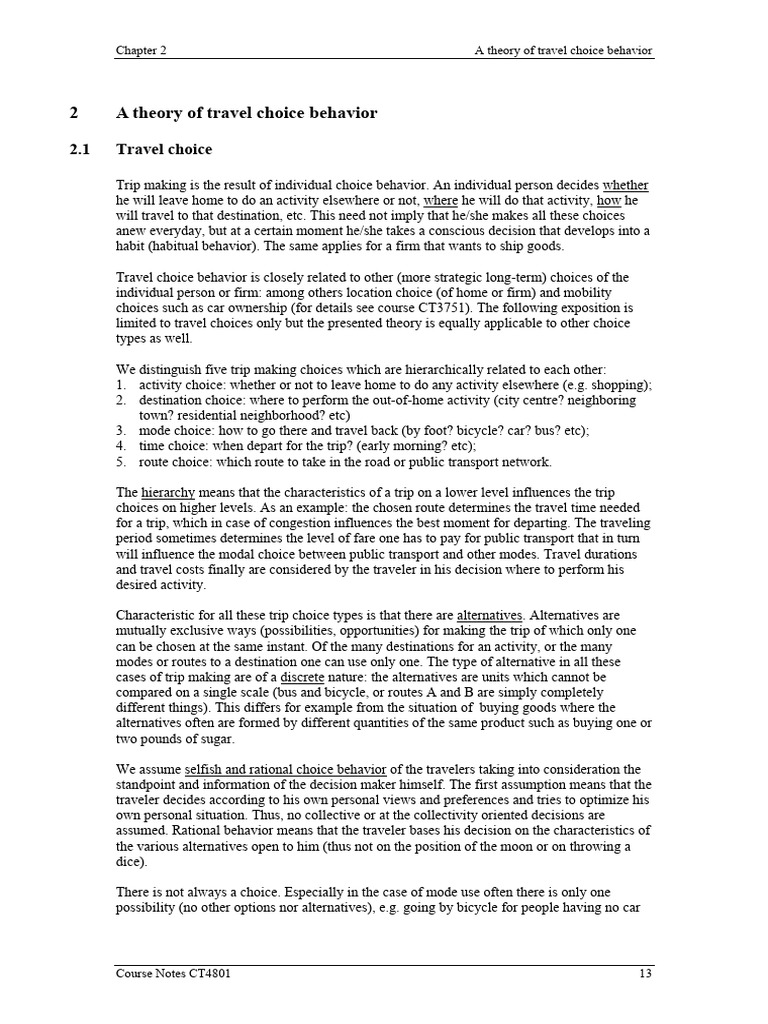 Theory of Travel Choice | PDF | Utility | Trade Off