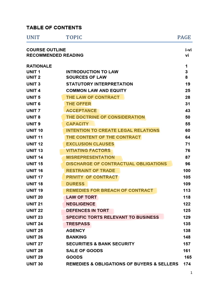 7) Cbu - New Introdcution To Law of Contract 2023 | PDF | Precedent ...