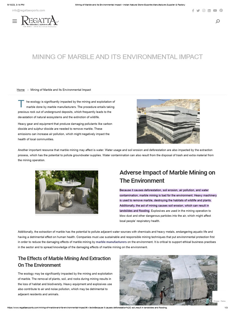 Environmental Impact of Marble Mining | PDF | Human Impact On The ...