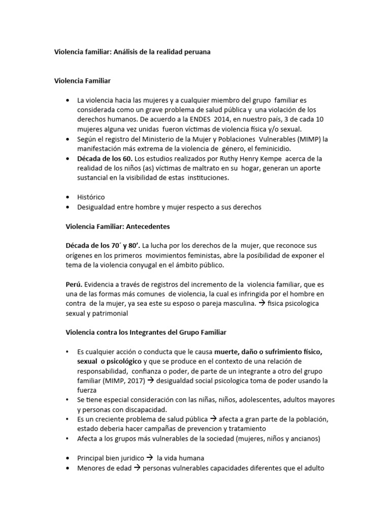 Análisis de la Violencia Familiar en Perú | PDF | La violencia contra ...