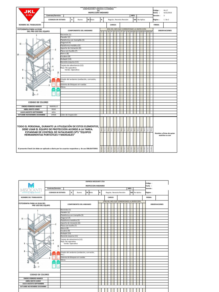 In-17 Check List Andamios | PDF