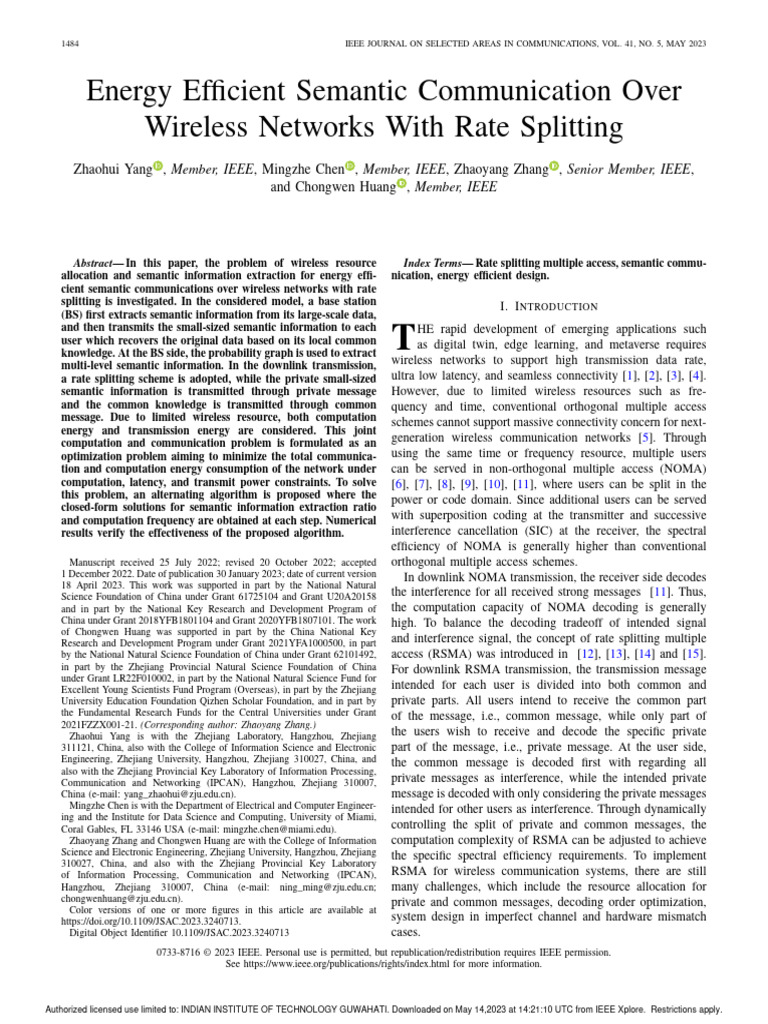 Energy Efficient Semantic Communication | PDF | Information | Communication