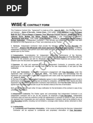 Agreement  For Muhammad Saad Khan