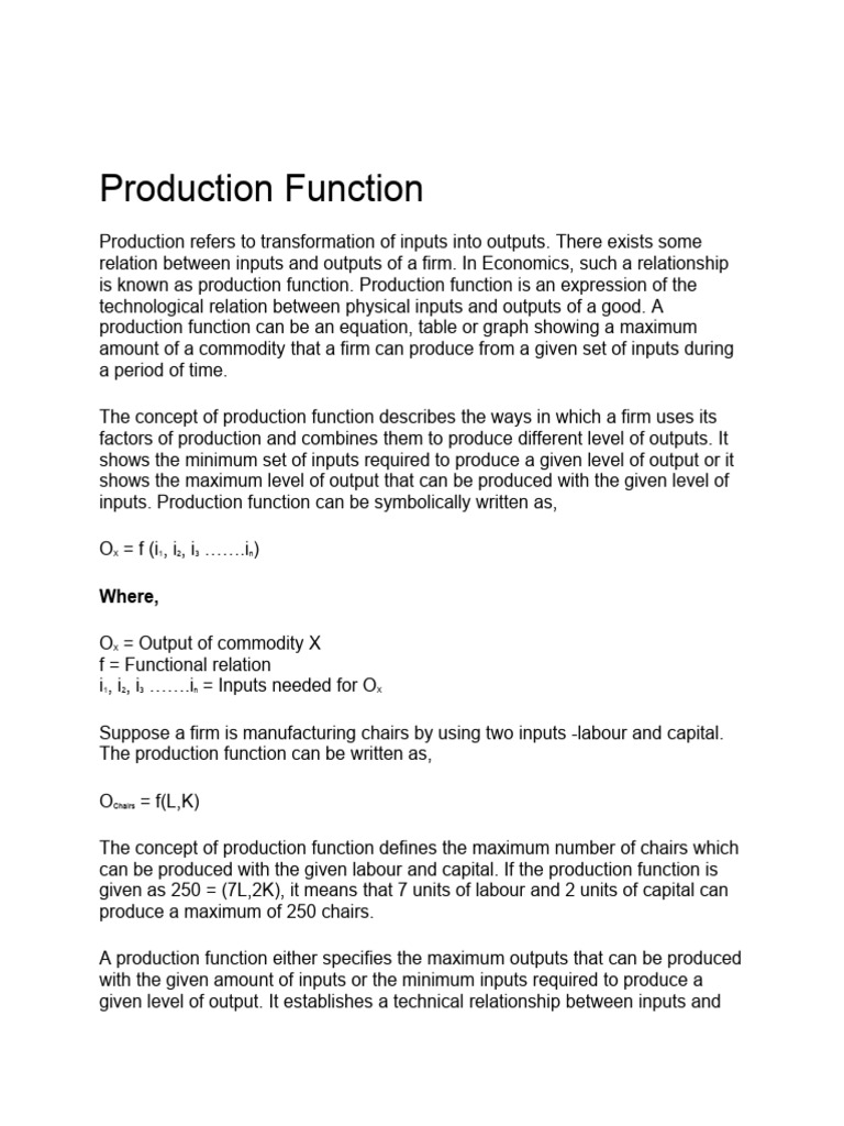 Production Function | PDF