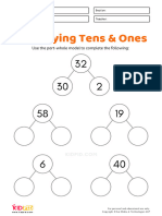 Tens Ones Part Whole Model Worksheets