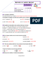 Evaluation Correction 6Ã Me Fraction Dã©cimale Et Nombre Dã©cimal