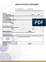 Change of Applicants Programme Form