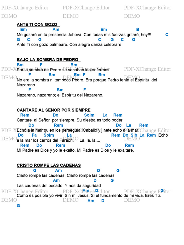 Coros Pentecostales: Letras y Acordes | PDF | Cristo (título ...
