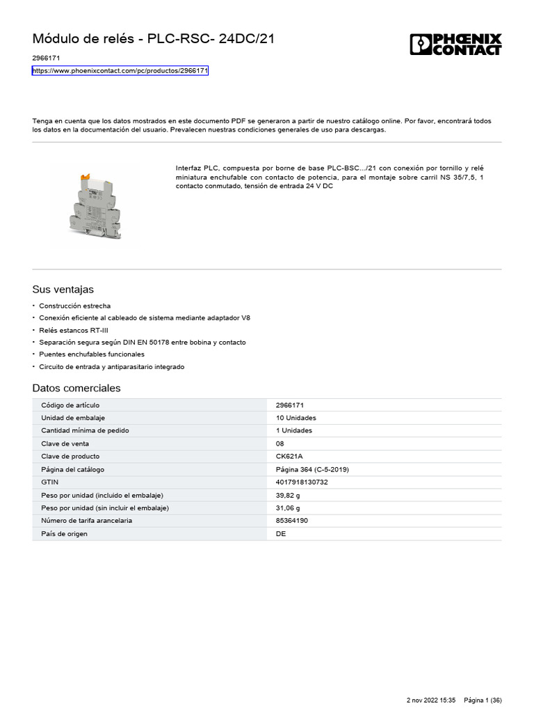 Interface phoenix plc rsc 24dc 21 cod 2966171 pdf rel 
