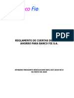 REGLAMENTO DE CUENTAS DE CAJA DE AHORRO PARA BANCO FIE S A Aprobado Por ASFI R - 267-2020