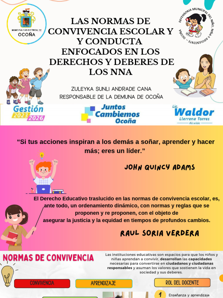 Normas de Convivencia Escolar y Derechos | PDF | Aprendizaje | Enseñando