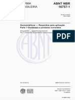 NBR 16757-1 de 01.2020 - Geossintéticos - Requisitos para Aplicação - Parte 1 Geotêxteis e Produtos Correlatos