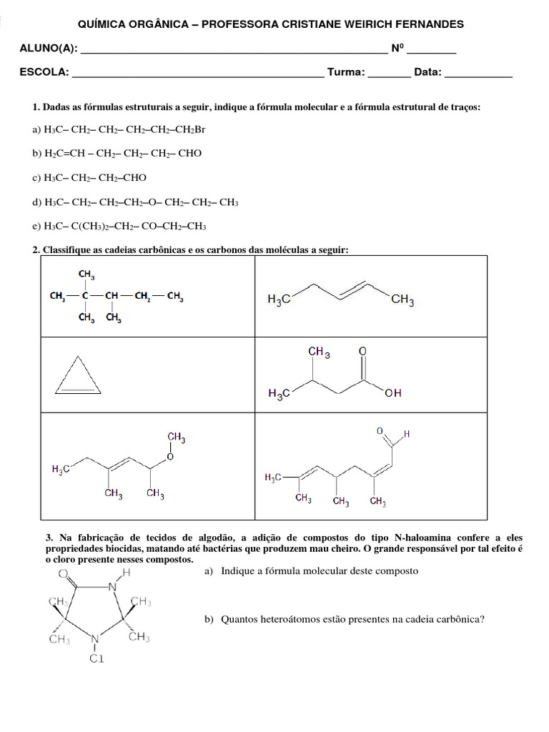Classificação de Cadeias Carbônicas | PDF