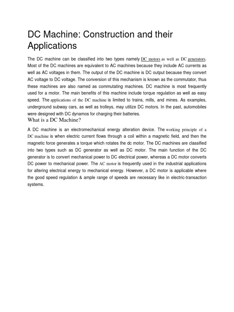 Basics of Rotating Machines PDF Electric Motor Direct Current